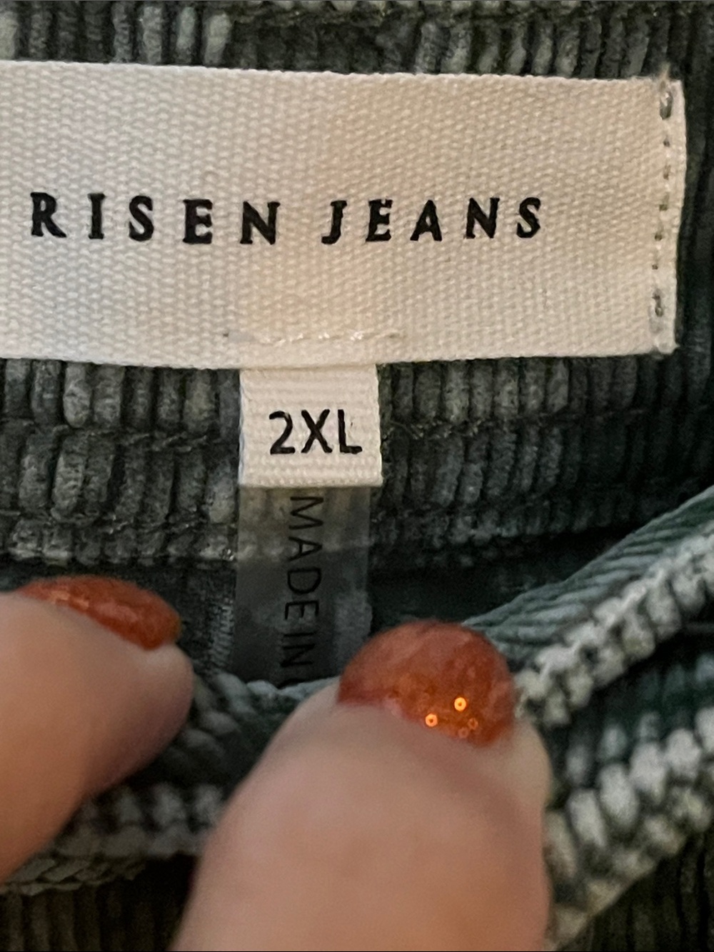 NWTRisen Washed Forest Green Pinwale Corduroy Wide Leg Pants w/Front Welt Pocket - Picture 3 of 10